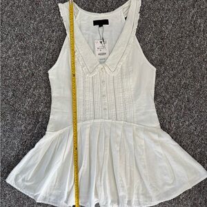Zara NWT 100% Cotton Peter Pan Embroidered Collar Pleated Balletcore Dress